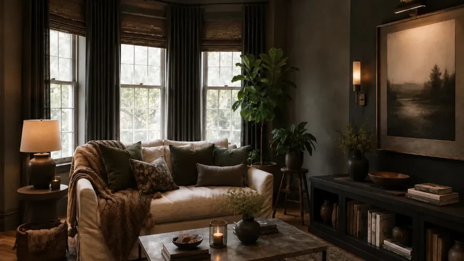 Verified Room Foundry-generated living room preview with the original cream sofa preserved