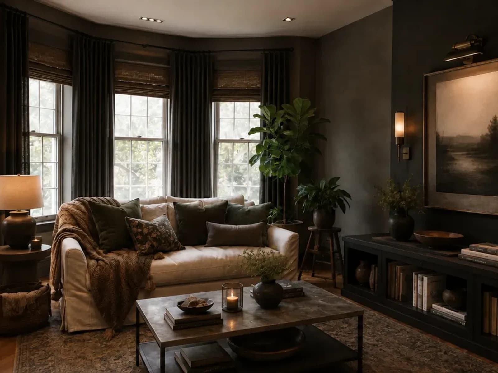Verified living room redesign preview preserving the same cream sofa