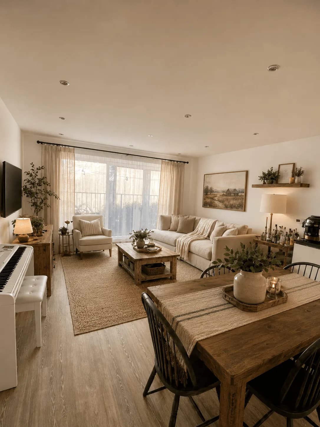 After view of modern farmhouse